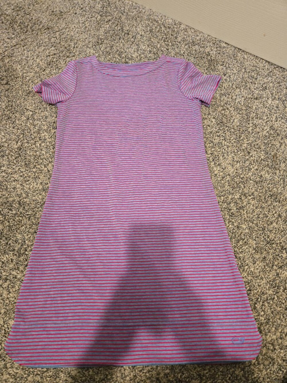Vineyard Vines Sankaty Pink Blue Striped Short Sleeved Dress M(10-12)